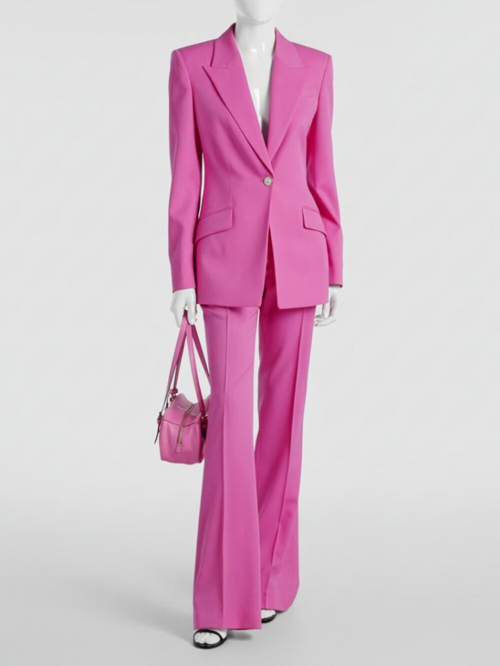 Versace Women's Pink Wool Gabardine Single-Breasted Informal Jacket Size 40